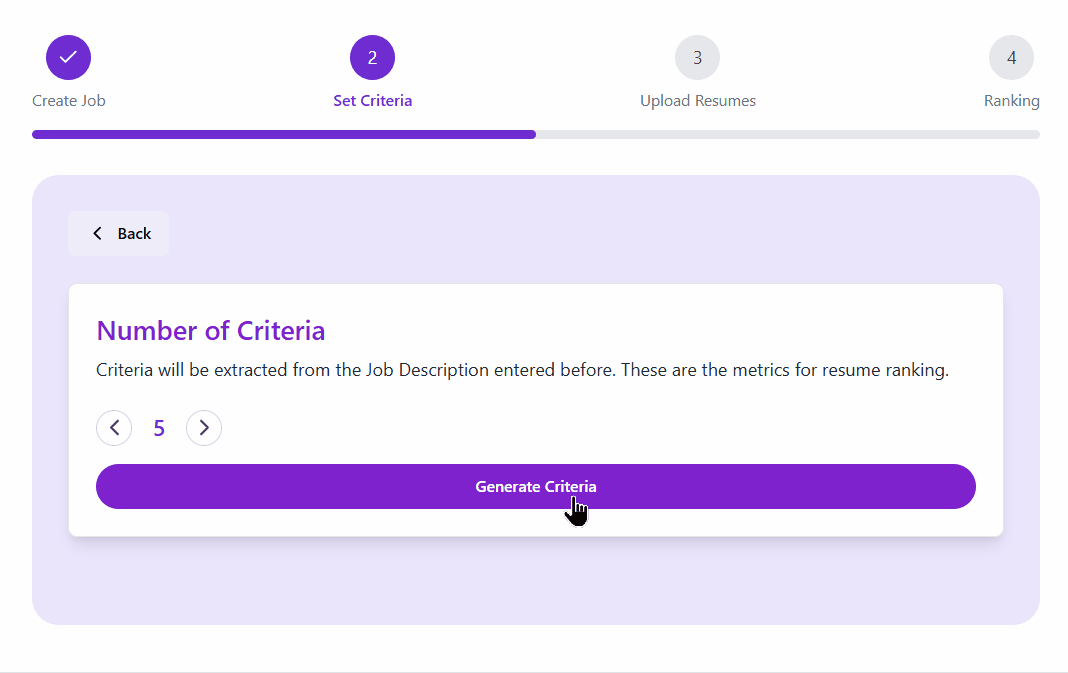Step 2: 2. Set Criteria — Resumes Ranker